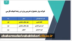 درخشش دانشجویان  چهارمحال و بختیاری در دهمین جشنواره الگوهای تدریس برتر  دانشگاه فرهنگیان 3